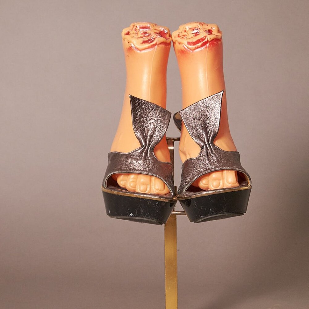 1990s Charles Jourdan Platform Silver Heels